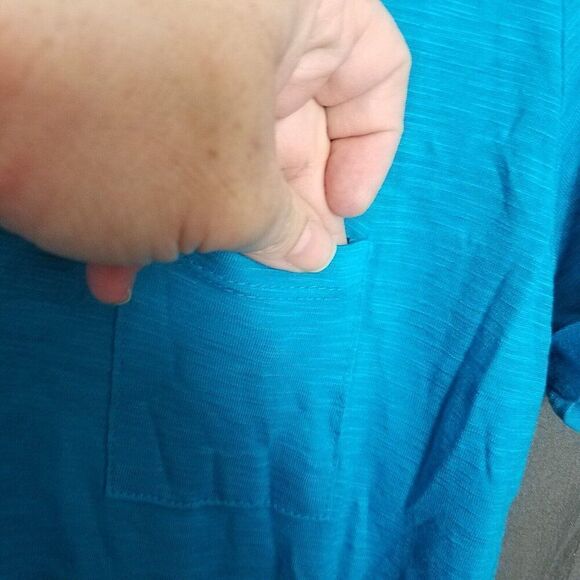 Color Story Large Electric Blue Short Sleeve Pocket Tee Shirt Top T Shirt NWOT - Picture 4 of 13